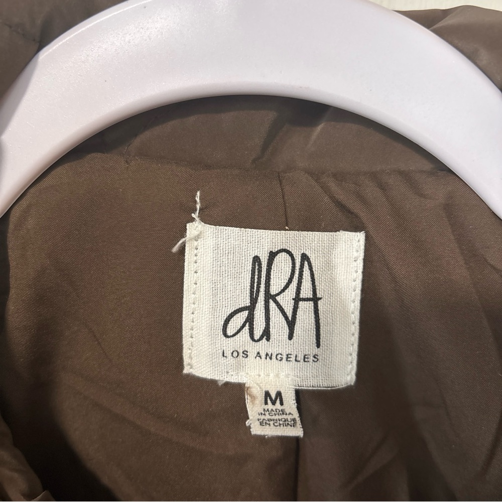 Anthropologie dra Los Angeles Mable Exaggerated Collar Brown Quilted Jacket Sz M - Picture 5 of 10